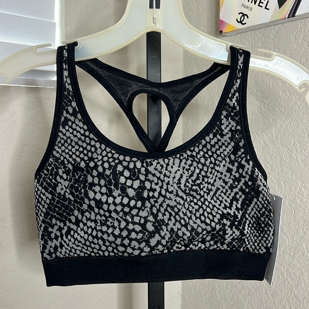 Spiritual Gangster NWT Black/Gray animal print sports Bra XS/S